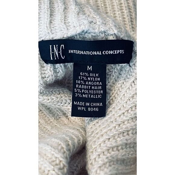 INC International Concepts Women's Medium Silk Blend Metallic Silver Mini Dress - Picture 3 of 4